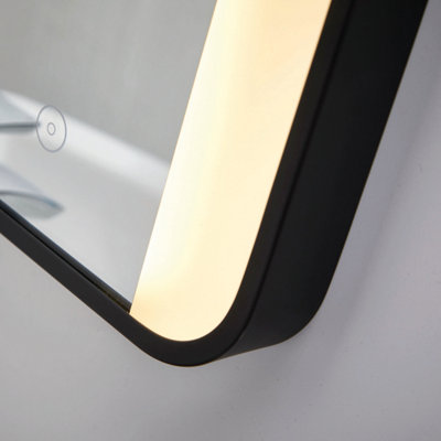 UK Home Living Avalon - PRICE REDUCED -Mono Black LED 500 x 700mm W/Demister Colour Change