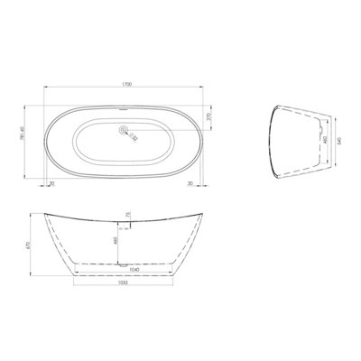 UK Home Living Avalon PRICE REDUCED Nidd gloss white freestanding bath 1700x800mm including white waste and overflow - 3