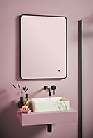 UK Home Living Avalon - PRICE REDUCED -Soft Square LED Mirror Black Frame 500x700
