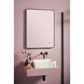 UK Home Living Avalon - PRICE REDUCED -Soft Square LED Mirror Black Frame 500x700