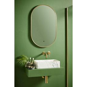 UK Home Living Avalon - PRICE REDUCED -Tablet Mirror Brushed Brass 500x800