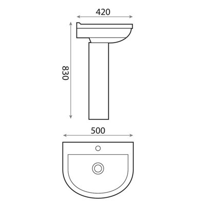 UK Home Living Avalon Spa 500mm basin and full pedestal - 4