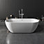 UK Home Living Avalon Ure gloss white freestanding bath 1650x700mm with black freestanding bath/shower mixer and matching waste