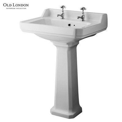 UK Home Living Traditional Rectangular 600mm 2 tap hole basin and ...