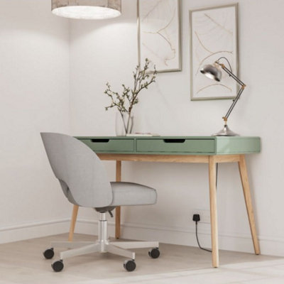 Green desk deals with drawers