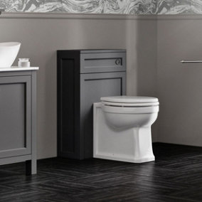 UK Homeliving Avalon Classic Back to the Wall Toilet Pan and Dovetail Grey Soft Close Seat