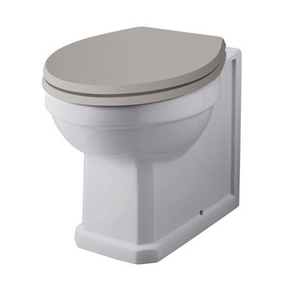 UK Homeliving Avalon Classic Back to the Wall Toilet Pan and Dovetail Grey Soft Close Seat