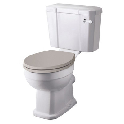 UK Homeliving Avalon Classic Close coupled Toilet Pan, Cistern, Cistern Kit and Dovetail Grey Soft Close Seat