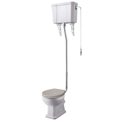 UK Homeliving Avalon Classic High Level Toilet Pan, Cistern, Cistern Kit and Artic White Soft Close Seat