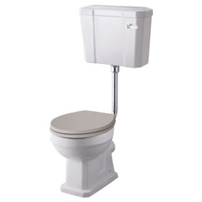 UK Homeliving Avalon Classic Low Level Toilet Pan, Cistern, Cistern Kit and Artic White Soft Close Seat