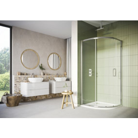 UK Homeliving Avalon New Luxury range 8mm 1 Door Offset Quadrant 1000x800mm Fixed Panel including tray and waste