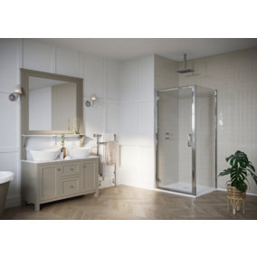 UK Homeliving Avalon New Luxury range 8mm Hinged Door 760mm with 760mm side panel including tray and waste