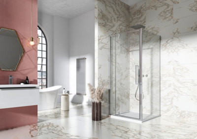 UK Homeliving Avalon New Luxury range 8mm Minimal Framed Pivot Door 800mm with 800mm side panel including tray and waste