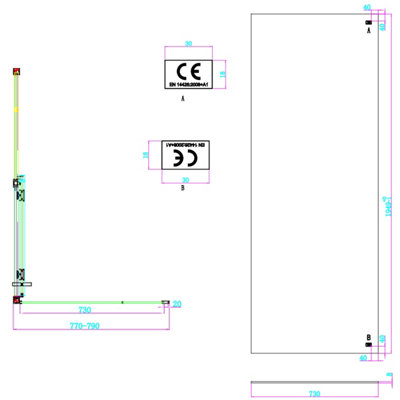 UK Homeliving Avalon New Luxury range 8mm Minimal Framed Pivot Door 800mm with 800mm side panel including tray and waste - 4