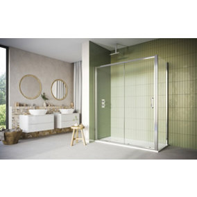 UK Homeliving Avalon New Luxury range 8mm Sliding Door 1200mm with 800mm side panel including tray and waste