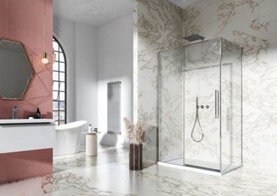 UK Homeliving Avalon New Luxury range 8mm Slim Frame Sliding Door left hand 1200mm 700mm side panel tray and waste