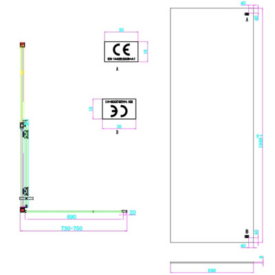 UK Homeliving Avalon New Luxury range 8mm Slim Frame Sliding Door right hand 1200mm 760mm side panel tray and waste - 3