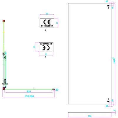 UK Homeliving Avalon New Luxury range 8mm Slim Frame Sliding Door right hand 1200mm 900mm side panel tray and waste - 3