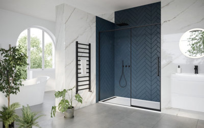 UK Homeliving Avalon New Luxury range offer price 8mm Slim Frame Sliding Door Black left hand 1200mm