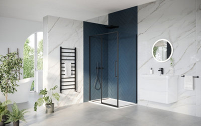 UK Homeliving Avalon New Luxury range offer price 8mm Slim Frame Sliding Door Black left hand 1200mm - 3