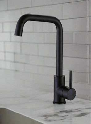 UK Homeliving Avalon Single Lever Mono Kitchen Mixer Tap Black Matt