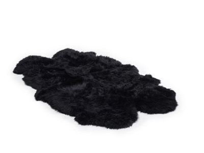 Uk Homeliving Black 4 Piece Longwool Genuine Sheepskin Rug