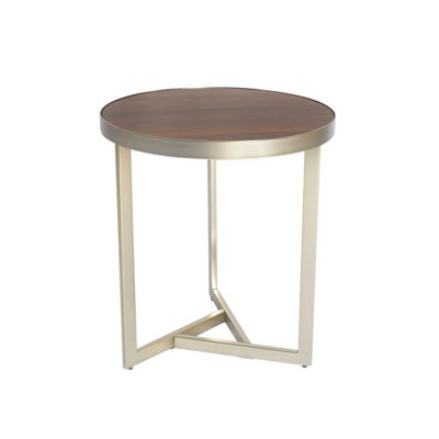 UK HomeLiving Edinburgh Lamp Table - Gold and Walnut