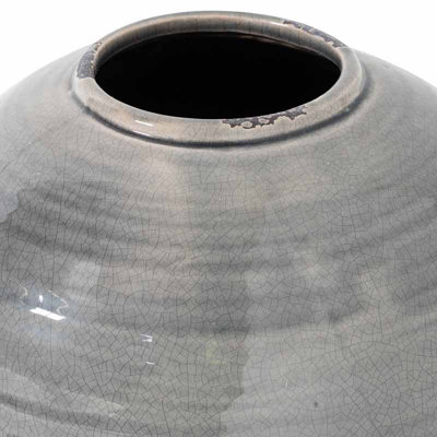 UK Homeliving Garda Grey Glazed Tiber Vase