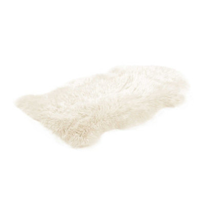 Uk Homeliving Ivory single longwool genuine sheepskin rug 95cm