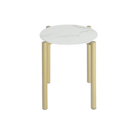 UK HomeLiving Kosei Side Table - White and Gold