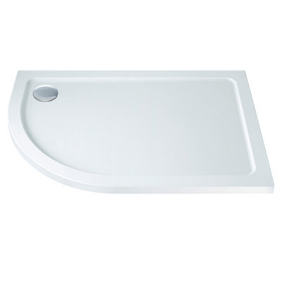UK Homeliving Shires Offset Quadrant Stone Resin 1200x800mm Offset Quad LH 30mm Shower Tray WhiteWITH 90mm FAST FLOW CHROME WASTE