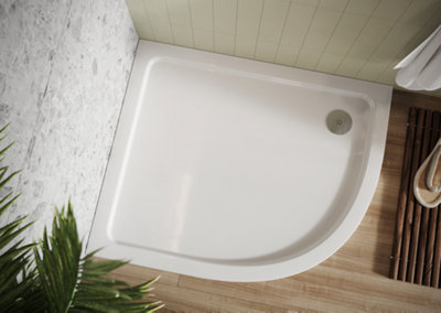 UK Homeliving Shires Offset Quadrant Stone Resin 1200x800mm Offset Quad RH 30mm Shower Tray WhiteWITH 90mm FAST FLOW CHROME WASTE Price Comparisons | Compare The Build