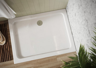 UK Homeliving Shires Rectangular Stone Resin 900X800mm Rectangular 30mm Shower Tray White INCLUDING 90mm FAST FLOW CHROME WASTE Price Comparisons | Compare The Build