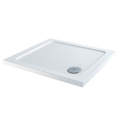 UK Homeliving Shires Square Stone Resin 800x800mm Square 30mm Shower Tray White INCLUDING 90mm FAST FLOW CHROME WASTE