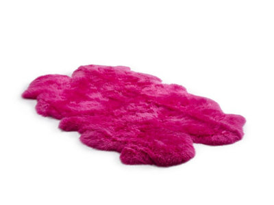 Uk Homeliving Snappin Pink 4 Piece Longwool Genuine Sheepskin Rug