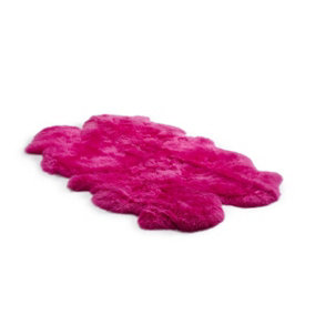 Uk Homeliving Snappin Pink 4 Piece Longwool Genuine Sheepskin Rug