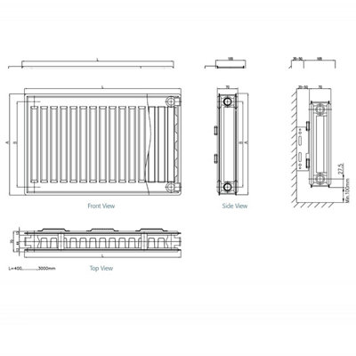UK Homeliving Type 21 Double Panel Plus Radiator (H)400mm X (W)1600mm