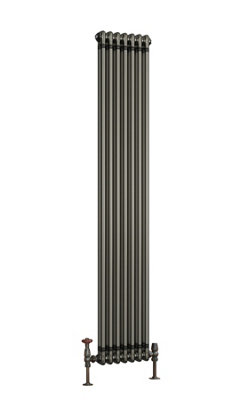 UK Living Avalon Column Designer Radiator 2 col 1800 x 328mm 7 Sections Raw Metal