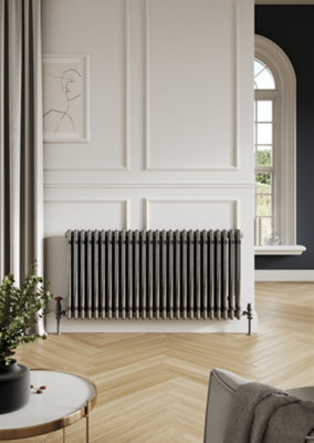 UK Living Avalon Column Designer Radiator 3 col 600 x 643mm 14 Sections Raw Metal