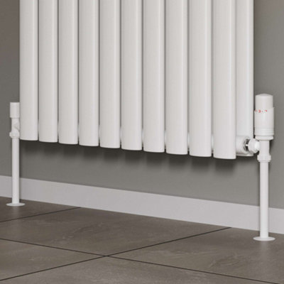 UK Radiators 1/2BSP 10mm Angled White Modern Thermostatic Radiator ...