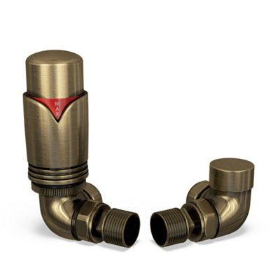 UK Radiators 1/2BSP 10mm Corner Antique Brass Modern Thermostatic ...