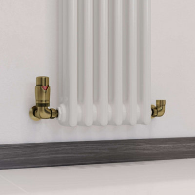 UK Radiators 1/2BSP 10mm Corner Antique Brass Modern Thermostatic ...