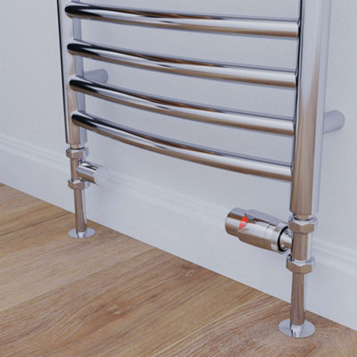 UK Radiators 1/2BSP 10mm Straight Chrome Modern Thermostatic Radiator ...