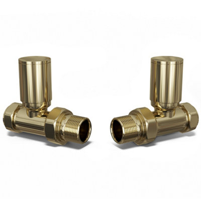 UK Radiators 1/2BSP 10mm Straight Polished Brass Modern Manual Radiator ...