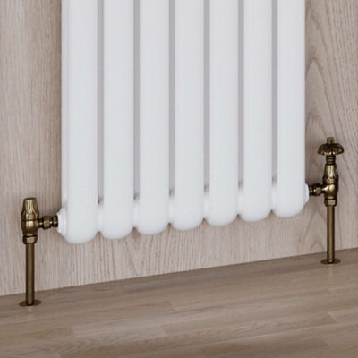 UK Radiators 1/2BSP 15mm Angled Antique Brass Traditional Thermostatic ...