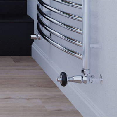 UK Radiators 1/2BSP 15mm Angled Chrome Traditional Thermostatic ...