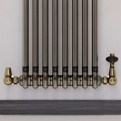 UK Radiators 1/2BSP 15mm Corner Antique Brass Traditional Thermostatic ...