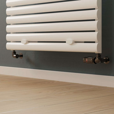 UK Radiators 1/2BSP 15mm Corner Black Nickel Modern Thermostatic ...