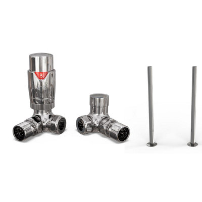 UK Radiators 1/2BSP 15mm Corner Chrome Modern Thermostatic Radiator ...