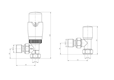 UK Radiators 1/2BSP 8mm Angled Black Modern Thermostatic Radiator Valve ...